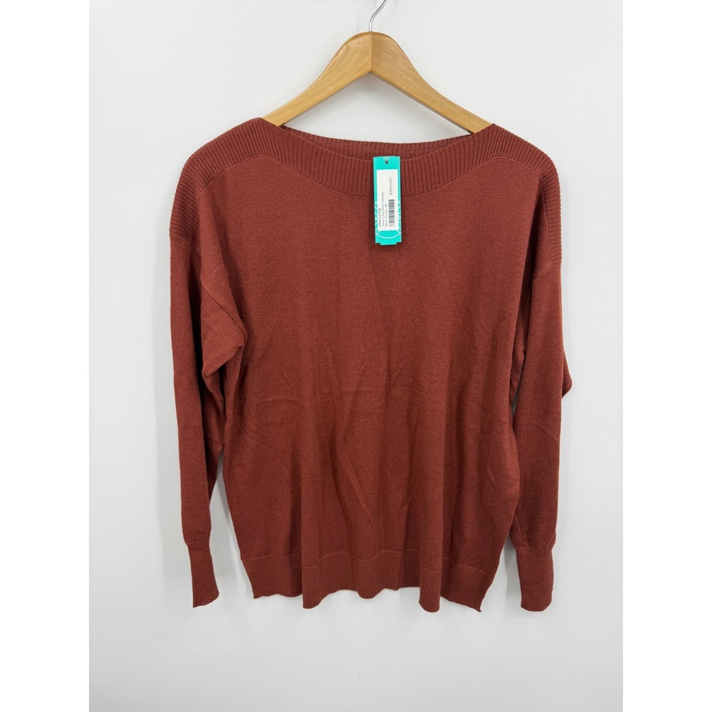 Pink Clover Sevyn Long Sleeve Sweater Womens XL Burnt Orange Boat Neck Knit